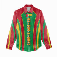 Guinea Bissau Women Casual Shirt with Red Green Yellow Stripe Design and Black Star - Wonder Print Shop