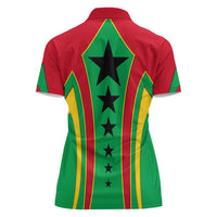 Guinea Bissau Women Polo Shirt with Red Green Yellow Stripe Design and Black Star - Wonder Print Shop