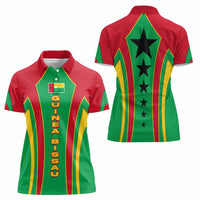 Guinea Bissau Women Polo Shirt with Red Green Yellow Stripe Design and Black Star - Wonder Print Shop