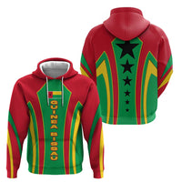 Guinea Bissau Zip Hoodie with Red Green Yellow Stripe Design and Black Star - Wonder Print Shop