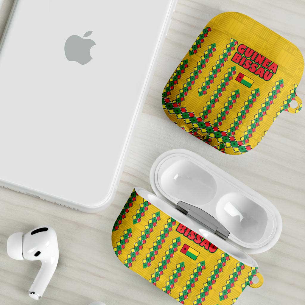 Guinea Bissau AirPods Case with Yellow Tribal Geometric Design and National Flag - Wonder Print Shop