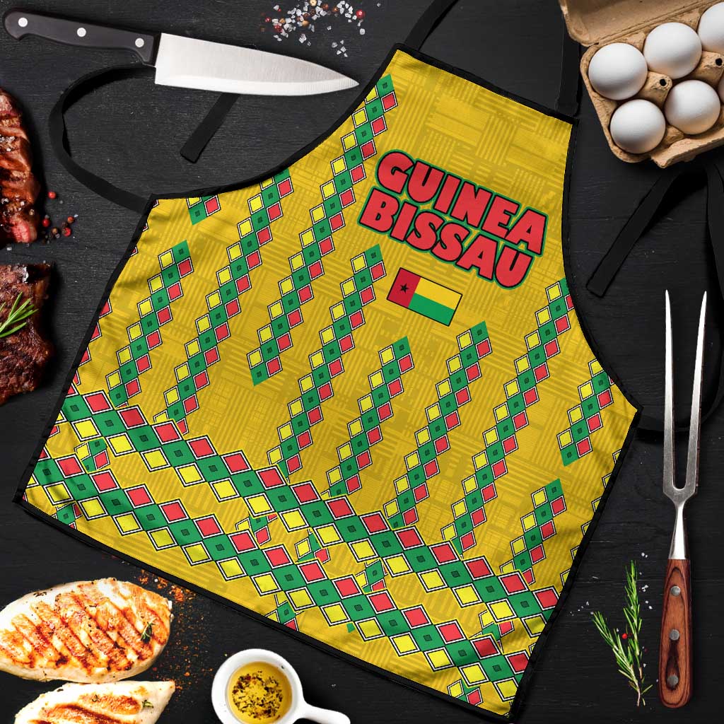 Guinea Bissau Apron with Yellow Tribal Geometric Design and National Flag - Wonder Print Shop