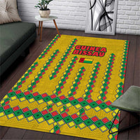 Guinea Bissau Area Rug with Yellow Tribal Geometric Design and National Flag - Wonder Print Shop