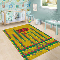 Guinea Bissau Area Rug with Yellow Tribal Geometric Design and National Flag - Wonder Print Shop