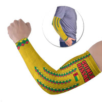 Guinea Bissau Arm Sleeves with Yellow Tribal Geometric Design and National Flag - Wonder Print Shop