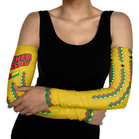 Guinea Bissau Arm Sleeves with Yellow Tribal Geometric Design and National Flag - Wonder Print Shop