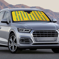 Guinea Bissau Auto Sun Shade with Yellow Tribal Geometric Design and National Flag - Wonder Print Shop