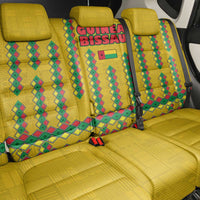 Guinea Bissau Back Car Seat Cover with Yellow Tribal Geometric Design and National Flag - Wonder Print Shop