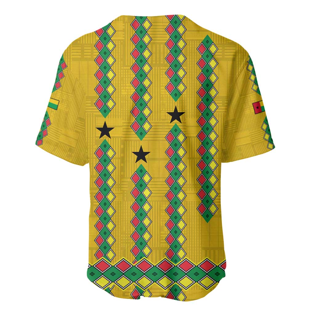 Guinea Bissau Baseball Jersey with Yellow Tribal Geometric Design and National Flag - Wonder Print Shop