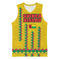 Guinea Bissau Basketball Jersey with Yellow Tribal Geometric Design and National Flag - Wonder Print Shop