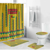 Guinea Bissau Bathroom Set with Yellow Tribal Geometric Design and National Flag - Wonder Print Shop
