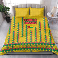Guinea Bissau Bedding Set with Yellow Tribal Geometric Design and National Flag - Wonder Print Shop