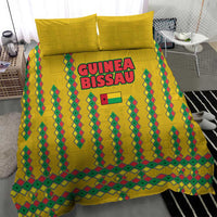 Guinea Bissau Bedding Set with Yellow Tribal Geometric Design and National Flag - Wonder Print Shop