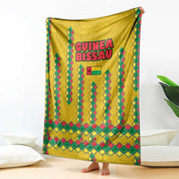Guinea Bissau Blanket with Yellow Tribal Geometric Design and National Flag - Wonder Print Shop