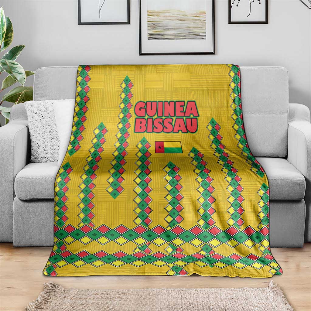 Guinea Bissau Blanket with Yellow Tribal Geometric Design and National Flag - Wonder Print Shop
