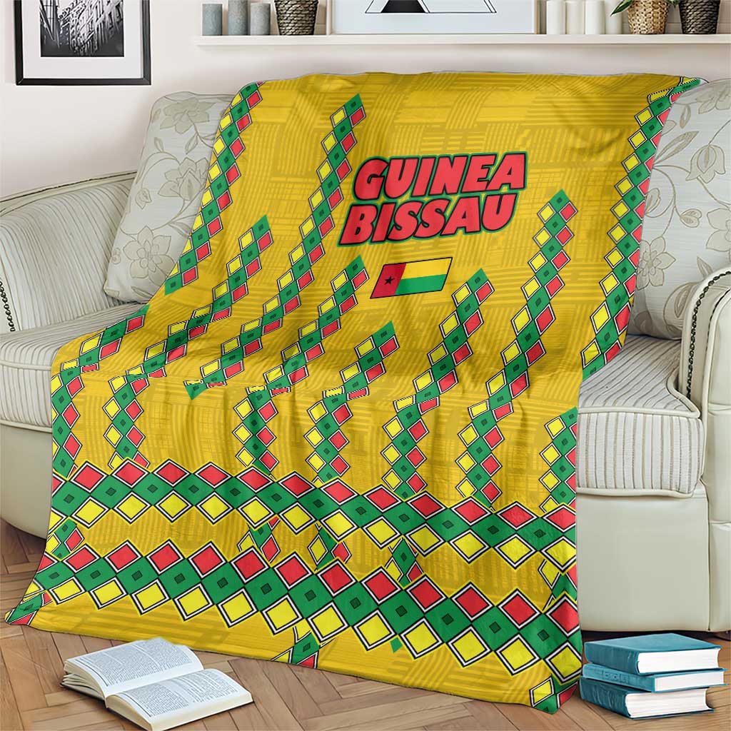 Guinea Bissau Blanket with Yellow Tribal Geometric Design and National Flag - Wonder Print Shop