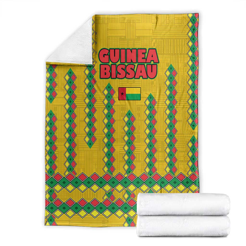 Guinea Bissau Blanket with Yellow Tribal Geometric Design and National Flag - Wonder Print Shop