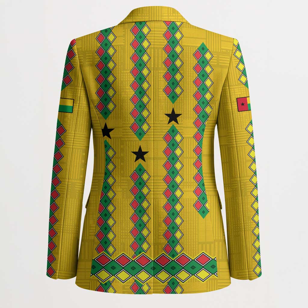 Guinea Bissau Blazer with Yellow Tribal Geometric Design and National Flag - Wonder Print Shop