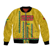 Guinea Bissau Bomber Jacket with Yellow Tribal Geometric Design and National Flag - Wonder Print Shop