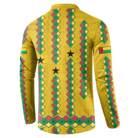 Guinea Bissau Button Sweatshirt with Yellow Tribal Geometric Design and National Flag - Wonder Print Shop