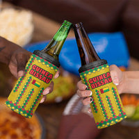 Guinea Bissau 4 in 1 Can Cooler Tumbler with Yellow Tribal Geometric Design and National Flag - Wonder Print Shop