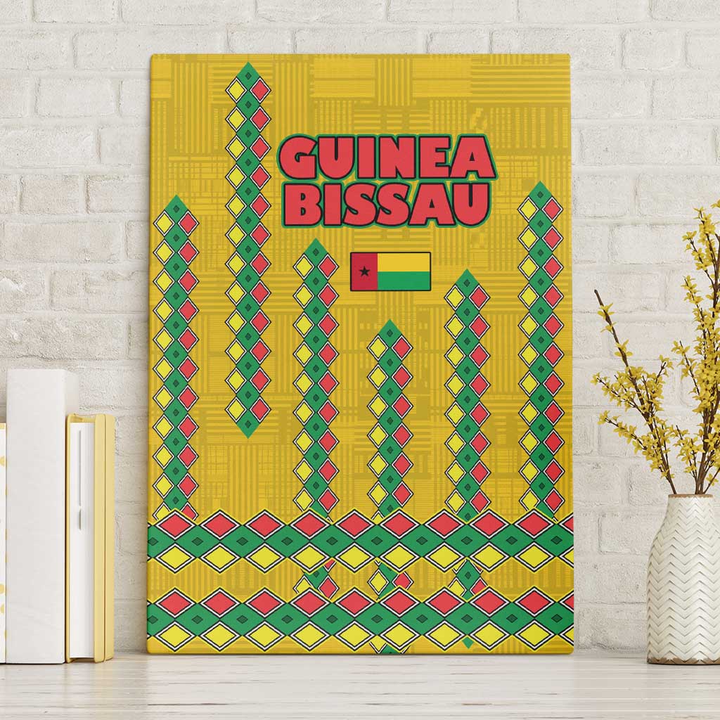 Guinea Bissau Canvas Wall Art with Yellow Tribal Geometric Design and National Flag - Wonder Print Shop