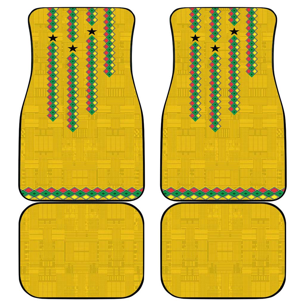Guinea Bissau Car Mats with Yellow Tribal Geometric Design and National Flag - Wonder Print Shop