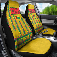 Guinea Bissau Car Seat Cover with Yellow Tribal Geometric Design and National Flag - Wonder Print Shop
