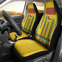 Guinea Bissau Car Seat Cover with Yellow Tribal Geometric Design and National Flag - Wonder Print Shop