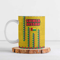 Guinea Bissau Ceramic Mug with Yellow Tribal Geometric Design and National Flag - Wonder Print Shop