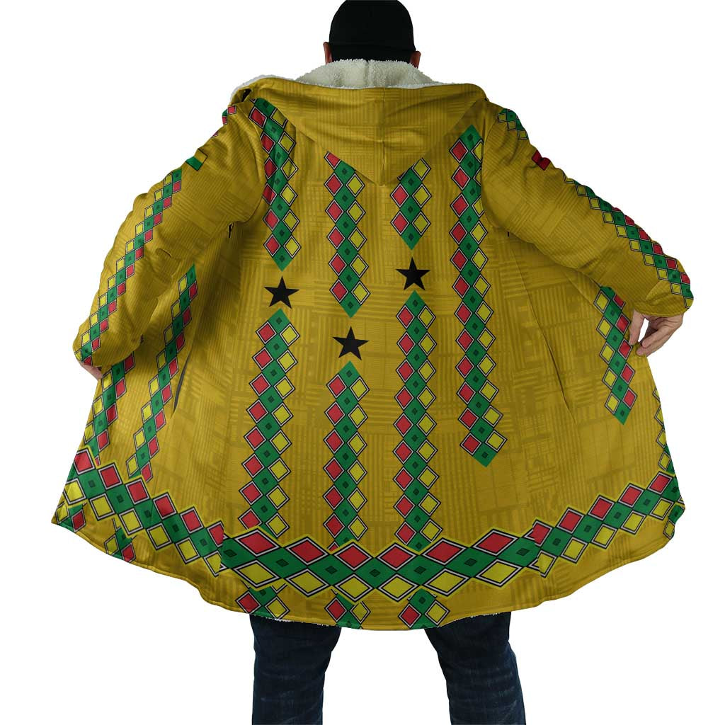 Guinea Bissau Cloak with Yellow Tribal Geometric Design and National Flag - Wonder Print Shop