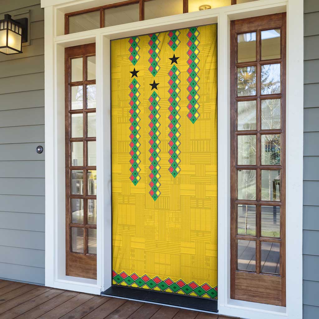 Guinea Bissau Door Cover with Yellow Tribal Geometric Design and National Flag - Wonder Print Shop