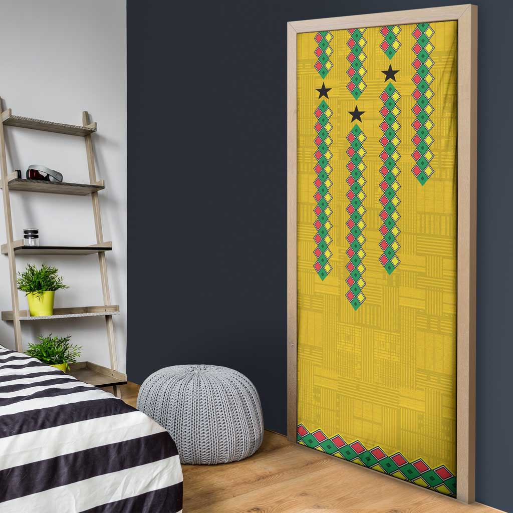 Guinea Bissau Door Cover with Yellow Tribal Geometric Design and National Flag - Wonder Print Shop