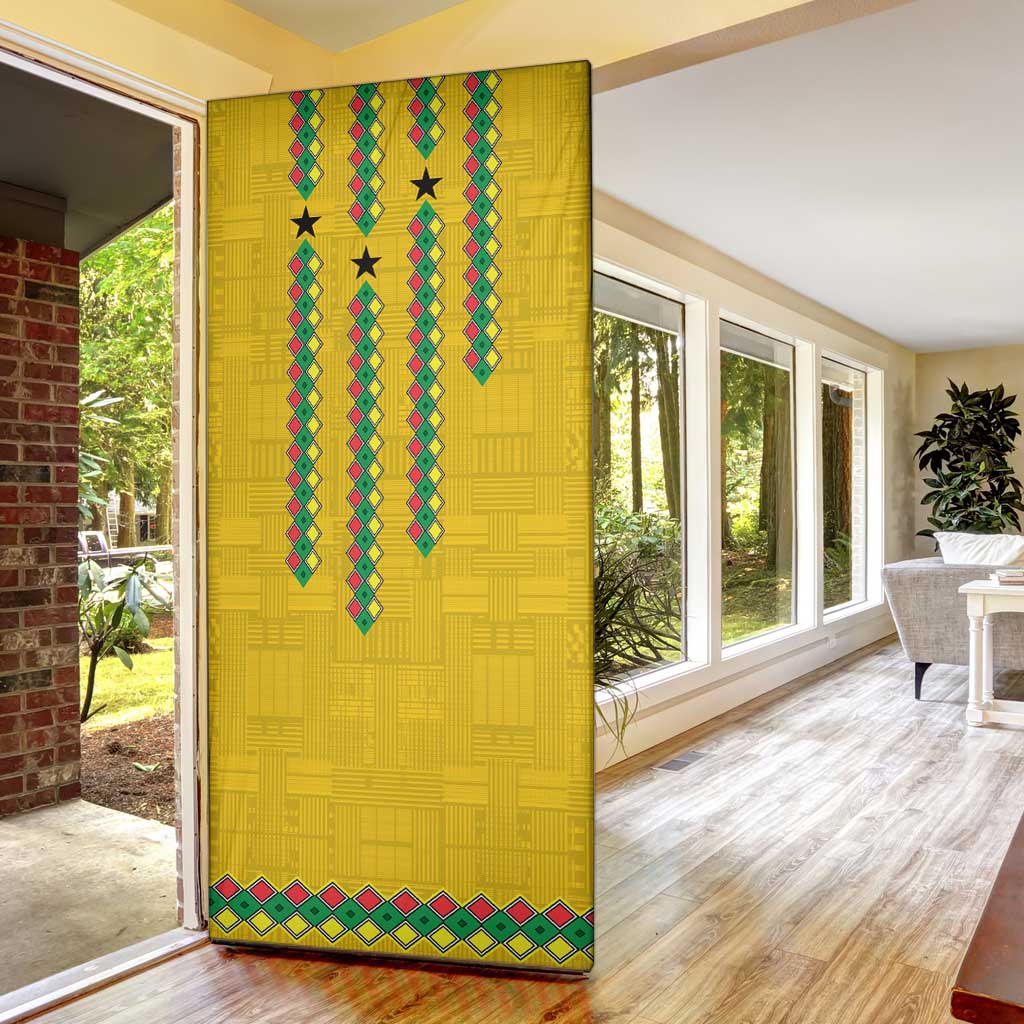 Guinea Bissau Door Cover with Yellow Tribal Geometric Design and National Flag - Wonder Print Shop