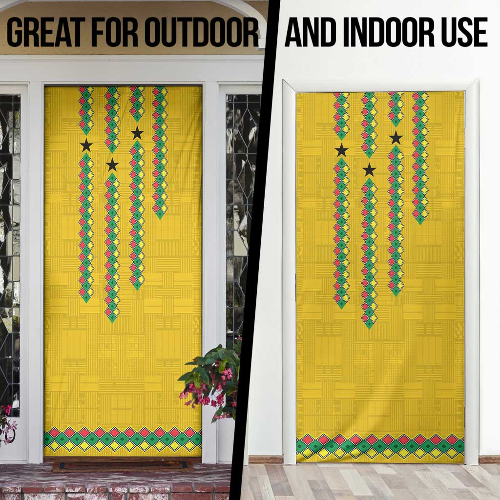 Guinea Bissau Door Cover with Yellow Tribal Geometric Design and National Flag - Wonder Print Shop