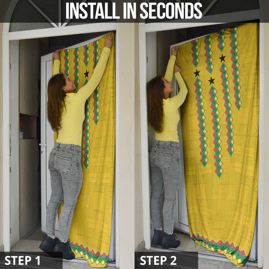 Guinea Bissau Door Cover with Yellow Tribal Geometric Design and National Flag - Wonder Print Shop