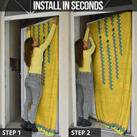 Guinea Bissau Door Cover with Yellow Tribal Geometric Design and National Flag - Wonder Print Shop