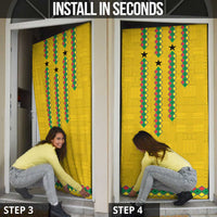 Guinea Bissau Door Cover with Yellow Tribal Geometric Design and National Flag - Wonder Print Shop