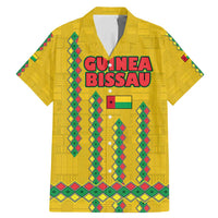 Guinea Bissau Family Matching Mermaid Dress and Hawaiian Shirt with Yellow Tribal Geometric Design and National Flag - Wonder Print Shop
