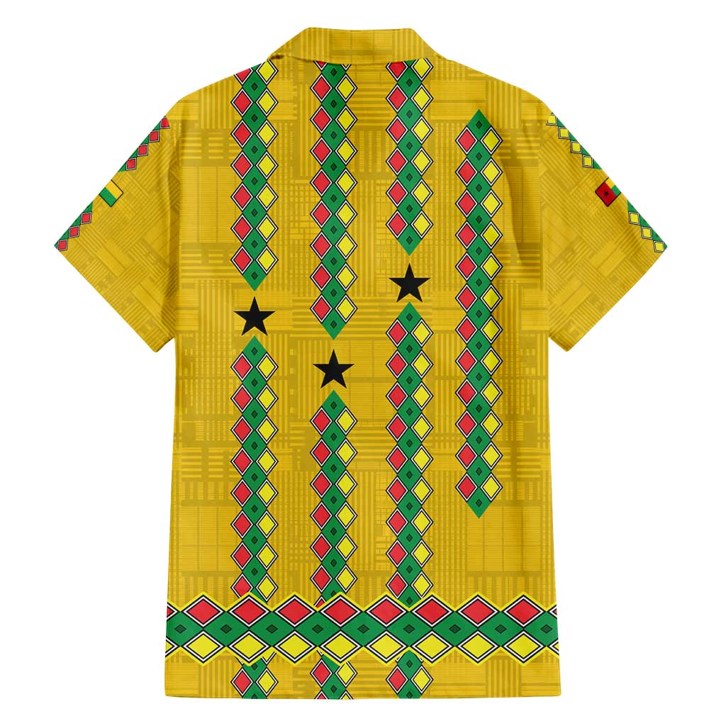 Guinea Bissau Family Matching Tank Maxi Dress and Hawaiian Shirt with Yellow Tribal Geometric Design and National Flag - Wonder Print Shop