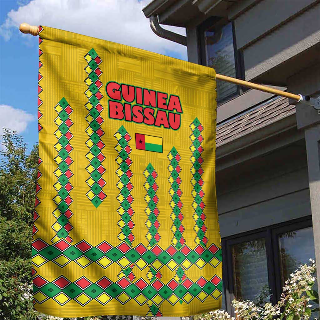 Guinea Bissau Garden Flag with Yellow Tribal Geometric Design and National Flag - Wonder Print Shop