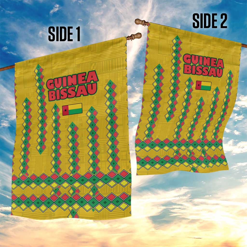 Guinea Bissau Garden Flag with Yellow Tribal Geometric Design and National Flag - Wonder Print Shop