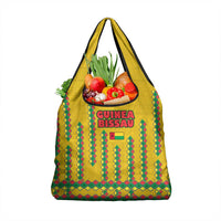 Guinea Bissau Grocery Bag with Yellow Tribal Geometric Design and National Flag - Wonder Print Shop