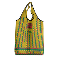 Guinea Bissau Grocery Bag with Yellow Tribal Geometric Design and National Flag - Wonder Print Shop