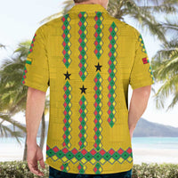 Guinea Bissau Hawaiian Shirt with Yellow Tribal Geometric Design and National Flag - Wonder Print Shop