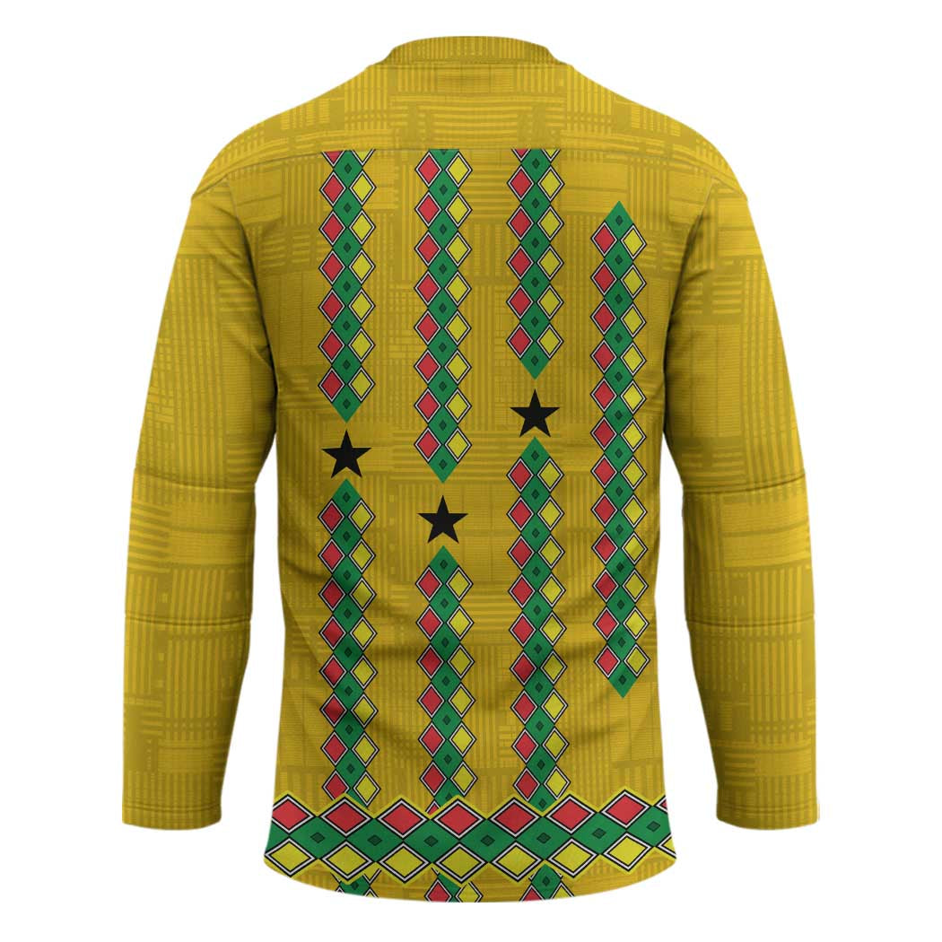 Guinea Bissau Hockey Jersey with Yellow Tribal Geometric Design and National Flag - Wonder Print Shop