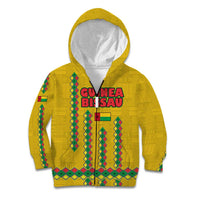 Guinea Bissau Kid Hoodie with Yellow Tribal Geometric Design and National Flag - Wonder Print Shop