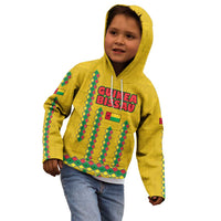 Guinea Bissau Kid Hoodie with Yellow Tribal Geometric Design and National Flag - Wonder Print Shop