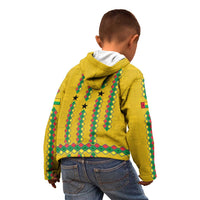 Guinea Bissau Kid Hoodie with Yellow Tribal Geometric Design and National Flag - Wonder Print Shop