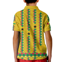 Guinea Bissau Kid Polo Shirt with Yellow Tribal Geometric Design and National Flag - Wonder Print Shop